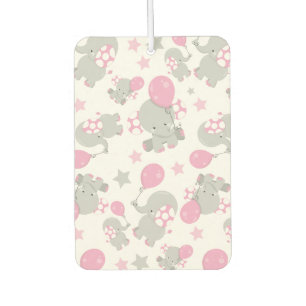 Désodorisant Pour Voiture Pattern of Elephants, Cute Elephants - Pink Gray