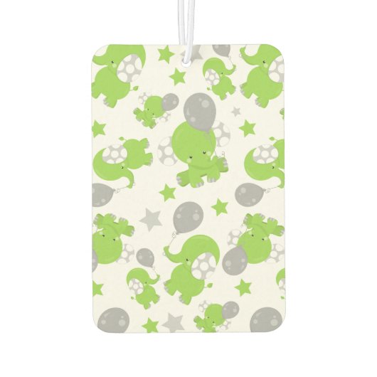 Désodorisant Pour Voiture Pattern of Green Elephants, Cute Elephants, stars (Dos)
