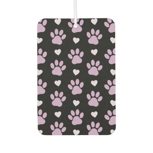 Désodorisant Pour Voiture Pattern of paws, Dog paws, Lilac paws, Hearts (Devant)