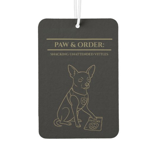 Désodorisant Pour Voiture Paw & Order : SUV Chihuahua Hanging Air Freshener (Dos)