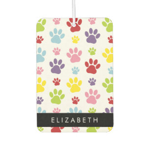 Désodorisant Pour Voiture Paws Colorés, Motif Paw, Paws Chiens, Votre Nom