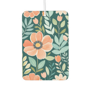 Désodorisant Pour Voiture Pêche, bleu et vert Boho Whimsal Floral