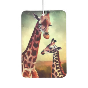 Désodorisant Pour Voiture Peinture à l'huile de girafe et bébé,