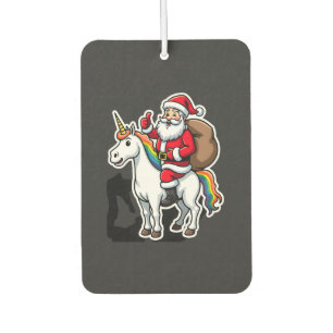 Désodorisant Pour Voiture Père Noël de Noël à cheval sur une Licorne - Fille