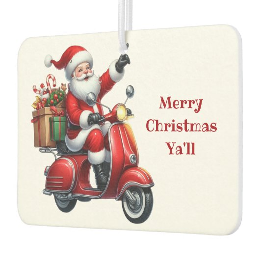 Désodorisant Pour Voiture Père Noël De Noël Sur Un Scooter (Gauche)
