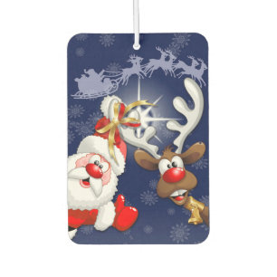 Désodorisant Pour Voiture Père Noël et Reindeer Joyeux Noël Joyeux dessin an