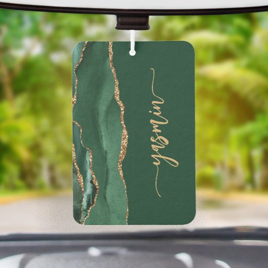 Désodorisant Pour Voiture Personalized Signature Emerald Green Gold Agate