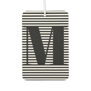 Désodorisant Pour Voiture Personnaliser monogramme initial noir blanc rayure