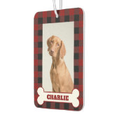 Désodorisant Pour Voiture Pet Dog Photo & Name on Red & Black Buffalo Plaid (Gauche)