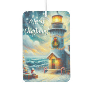 Désodorisant Pour Voiture Phare de Noël Arbre Nautique Bleu Côtier