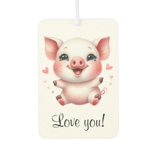 Désodorisant Pour Voiture Piglet et Coeurs personnalisés vous aiment (Devant)