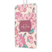 Désodorisant Pour Voiture Pink Floral Pattern Custom Name (Gauche)