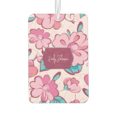 Désodorisant Pour Voiture Pink Floral Pattern Custom Name (Dos)
