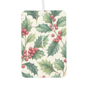 Désodorisant Pour Voiture Poinsettia de Noël personnalisée au houx