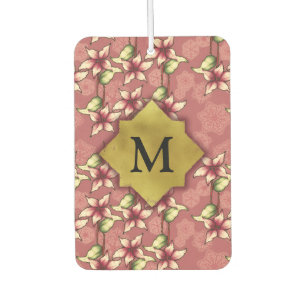Désodorisant Pour Voiture Poinsettias rouges et flocons de neige Monogramme