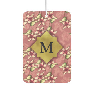 Désodorisant Pour Voiture Poinsettias rouges et flocons de neige Monogramme