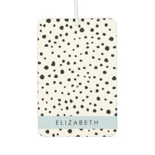 Désodorisant Pour Voiture Points dalmatiens, Spots, Noir et Blanc, Votre nom