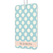Désodorisant Pour Voiture Pois Bleus, Motif Polka Dot, Votre Nom (Gauche)