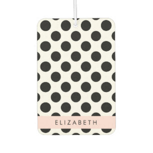 Désodorisant Pour Voiture Pois noirs et blancs, pointillés, Votre nom