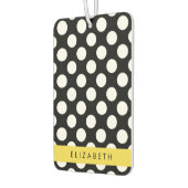 Désodorisant Pour Voiture Pois noirs et blancs, pointillés, Votre nom (Gauche)