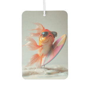 Désodorisant Pour Voiture Poisson d'or cool surfant sur une vague
