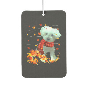 Désodorisant Pour Voiture Poochon Écharpe d'automne - Chiens Feuilles d'auto