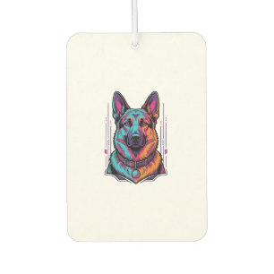 Désodorisant Pour Voiture Portrait de chien néon Gravure vintage Graphique_1