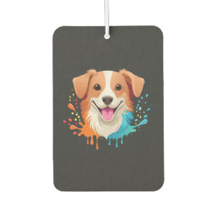 Désodorisant Pour Voiture Portrait d'un chien mignon avec des couleurs fluid