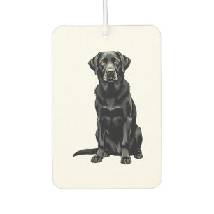 Désodorisant Pour Voiture Portrait Illustré de Chien Labrador Retriever Noir