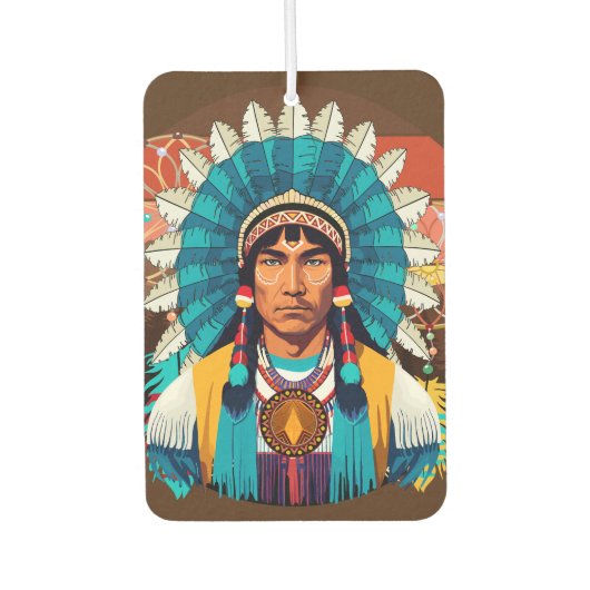 Désodorisant Pour Voiture Portrait puissant en chef amérindien (Devant)