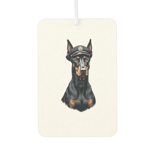 Désodorisant Pour Voiture Portrait vintage de Doberman de police en noir et  (Devant)