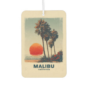 Désodorisant Pour Voiture Poster du Vintage voyage Malibu California