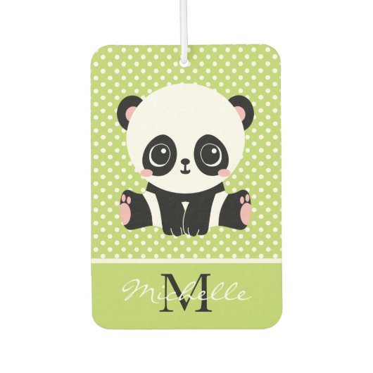 Désodorisant Pour Voiture Pot Polka personnalisé Monogram Cute Panda (Devant)