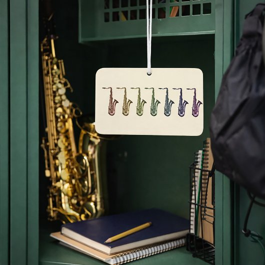 Désodorisant Pour Voiture Rainbow Saxophones Music Art | Colorful Saxophone 
