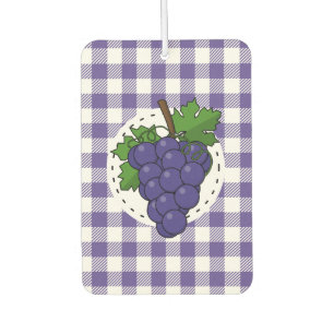 Désodorisant Pour Voiture Raisins sur Plaid violet blanc