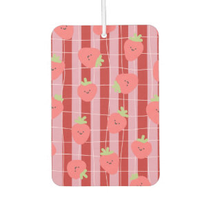 Désodorisant Pour Voiture Rayures roses et rouges, avec des fraises