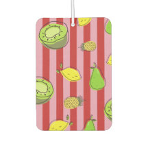 Rayures roses et rouges avec motif de fruits
