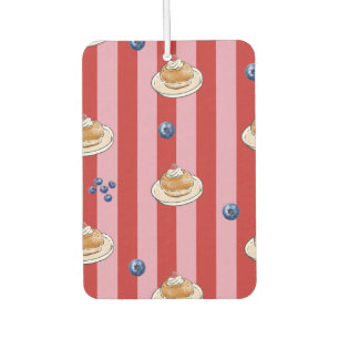 Désodorisant Pour Voiture Rayures roses et rouges avec motif de gâteau