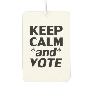 Désodorisant Pour Voiture Restez calme et votez blanc noir typographie moder