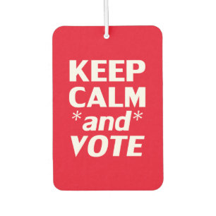 Désodorisant Pour Voiture Restez calme et votez rouge blanc typographie mode