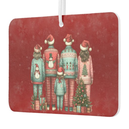 Désodorisant Pour Voiture Retour face à la famille de quatre dans Noël PJ's (Gauche)