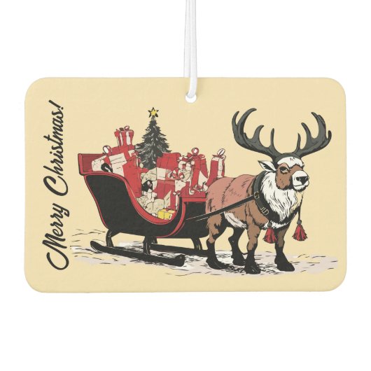 Désodorisant Pour Voiture Retro Père Noël Sleigh Cristmas Air Freshener (Devant)