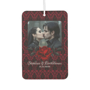 Désodorisant Pour Voiture Rose damasquine rouge gothique personnalisée
