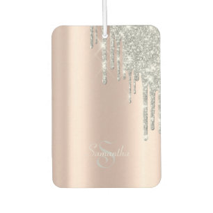 Désodorisant Pour Voiture Rose Gold Élégant, Gouttes de Paillettes Argentées
