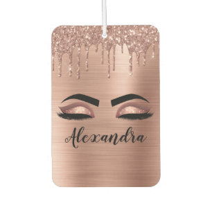 Désodorisant Pour Voiture Rose Gold Glitter Sparkle Eyelashes Monogram