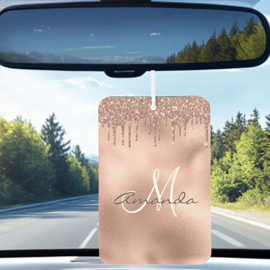 Désodorisant Pour Voiture Rose Parties scintillant or  Monogramme personnali