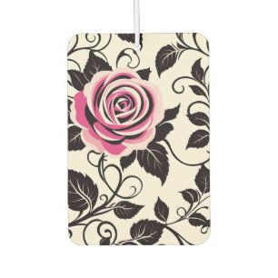 Désodorisant Pour Voiture Roses Vintages rose et noir stylisés