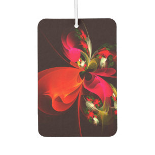 Désodorisant Pour Voiture Rouge Vert Floral Moderne Art Abstrait Motif #02