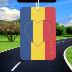 Désodorisant Pour Voiture Roumanie rafraîchissement d'air, coeur, drapeau ro