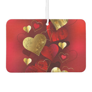 Désodorisant Pour Voiture Saint-Valentin dorés et rouges